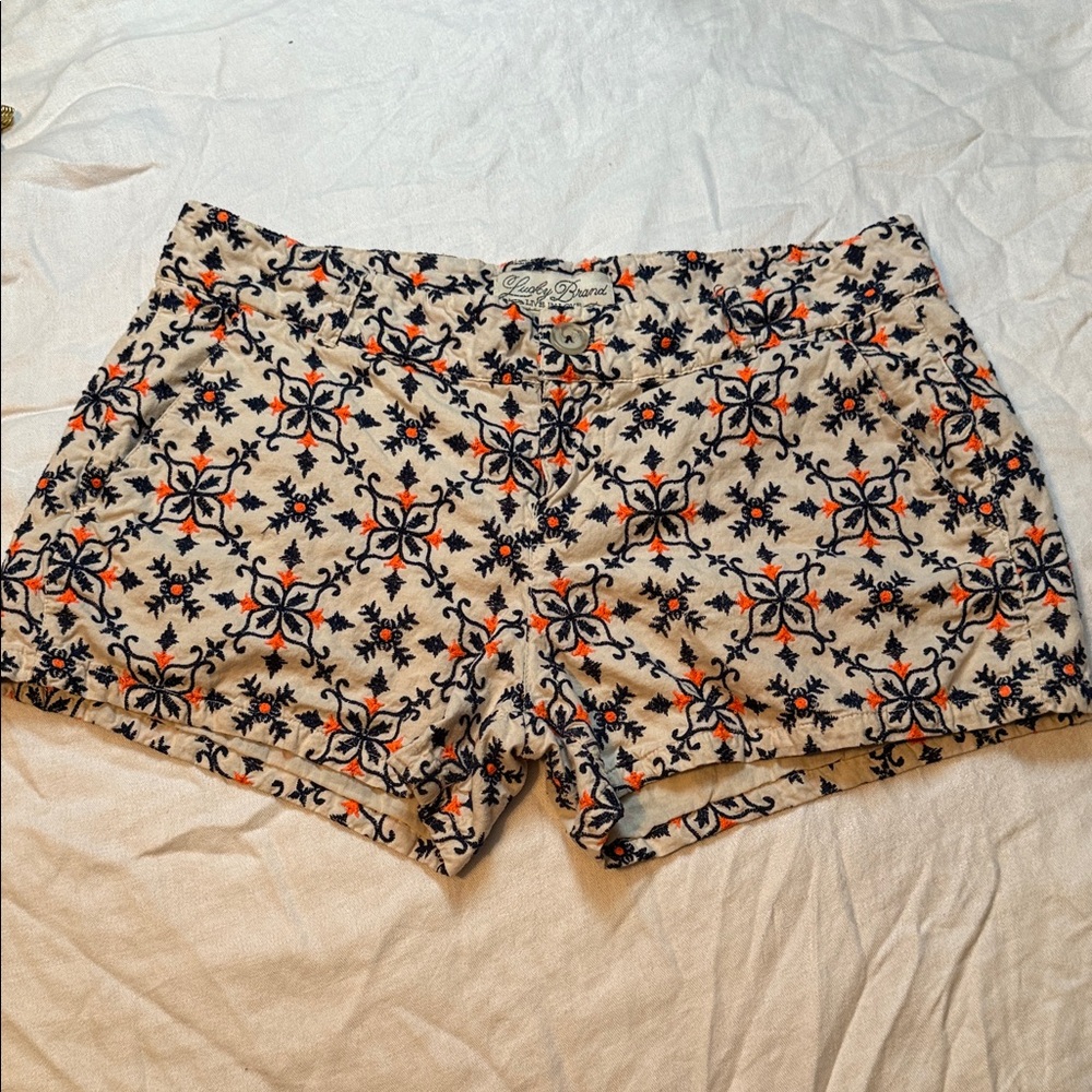 J. Crew Beige and Orange Patterned Women's Shorts